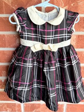 Vintage Marmellata Baby girl pink and black plaid dress Size: 0-3 months